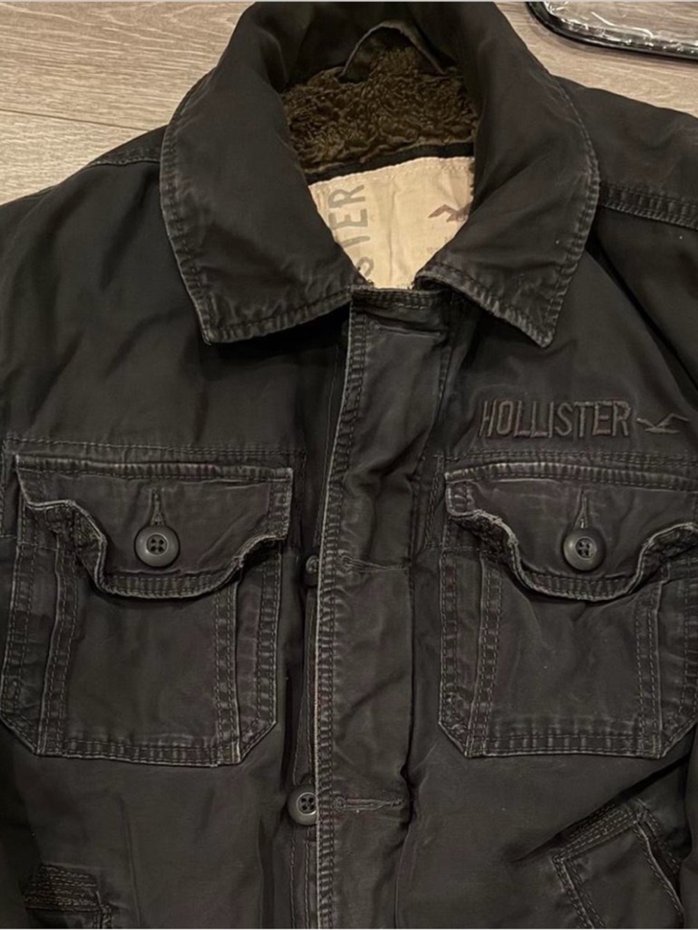 Vintage Hollister Faux Fur Button up, zip up jacket y2k